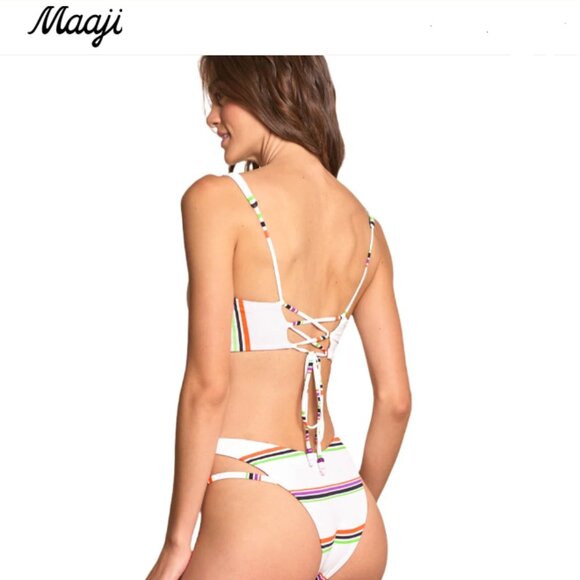 BNWT Maaji REVERSIBLE Bikini Bottom + Bikini Top SET (2 pieces) size L - Picture 1 of 10